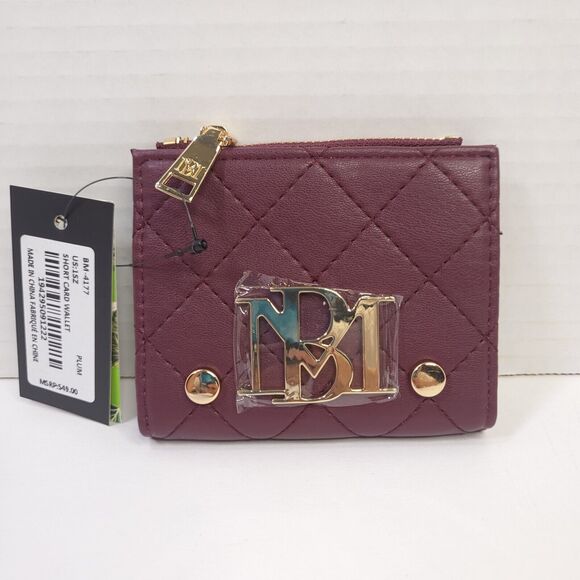 NWT Badgley Mischka Plum Red / Purple Short Bifold Card Wallet - Picture 4 of 9